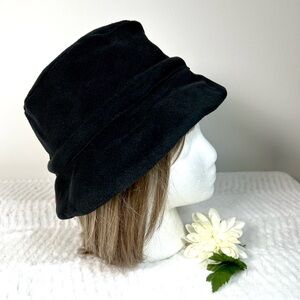 Merona Fleece Bucket Hat Hidden Ear Flaps Black Lined NEW
